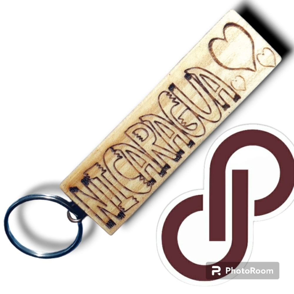 Souvenir wooden keychain laser engraved " NICARAGUA " COD/W-74
